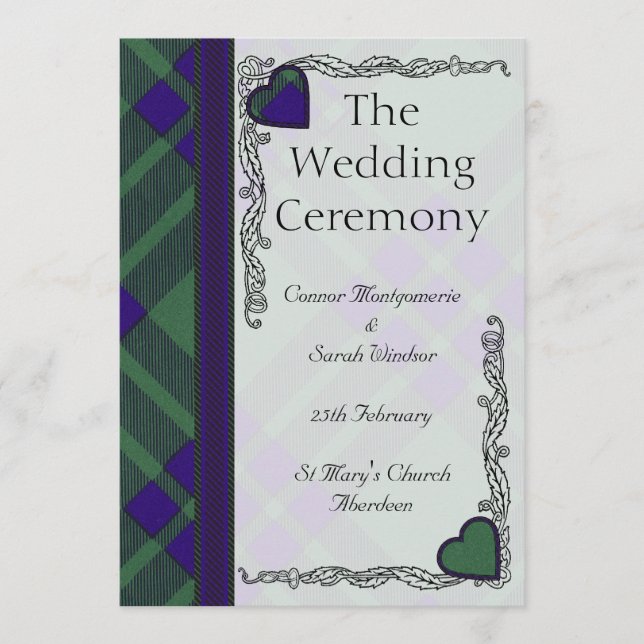 Programa de bodas de Escocia Tartán - Montgomerie (Anverso)