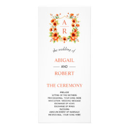 Programa de bodas de escudo floral naranja de la p