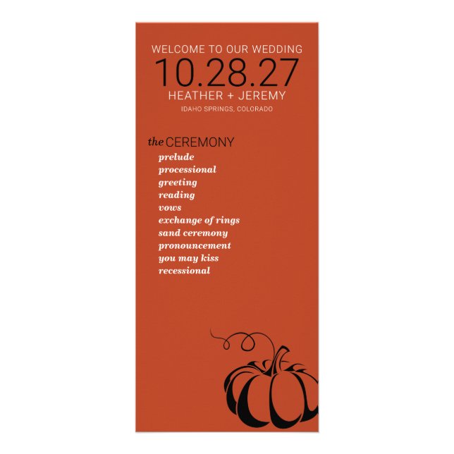 Programa de bodas de especias de calabaza (Frente)