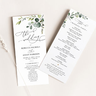 Programa de bodas de eucalipto simple y elegante