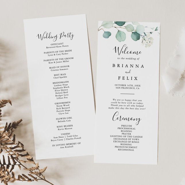 Programa de bodas de eucalipto verde de verano (Subido por el creador)