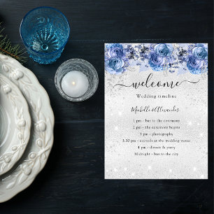 Programa de bodas de flores azules plateadas