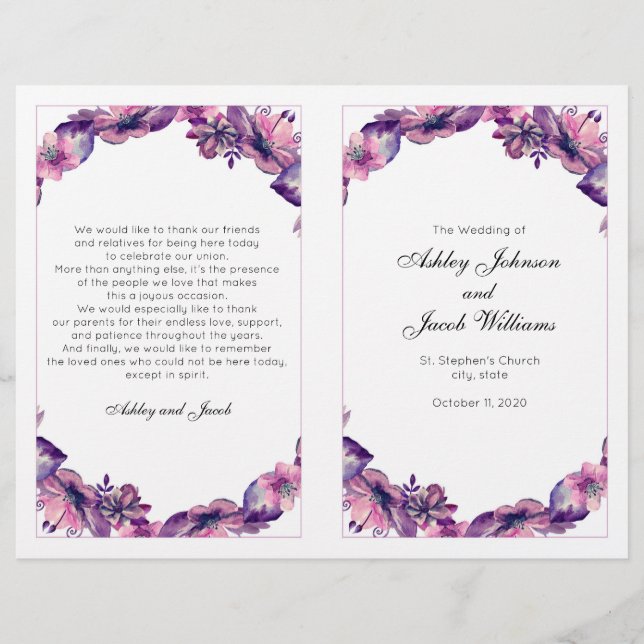 Programa de bodas de flores. Ceremonia de la igles