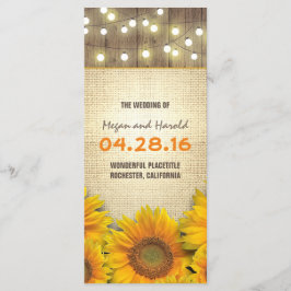 programa de bodas de flores de girasol rústico