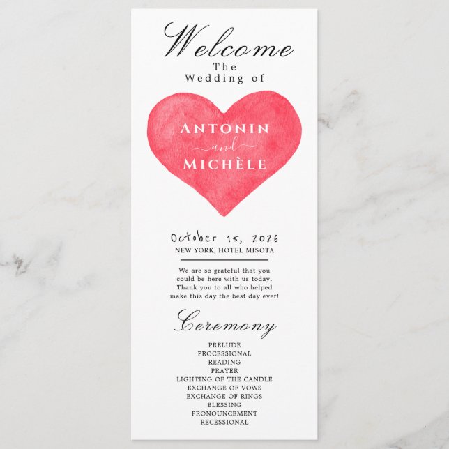 Programa de bodas de flores de la Tierra Rústica (Anverso)