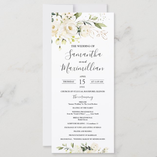 Programa de bodas de follaje con vegetación de ros (Anverso)