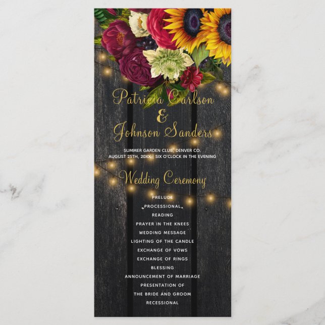 Programa de bodas de grano de grano de flores rusa (Anverso)
