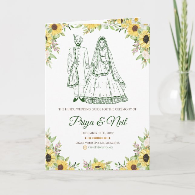 Programa de Bodas de Gujarati como guía Boda hindú (Anverso)