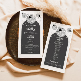 Programa de Bodas de Halloween Retro Disco Spiders