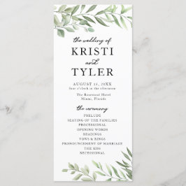 Programa de bodas de hojas verdes