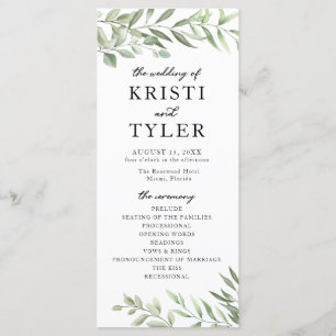 Programa de bodas de hojas verdes