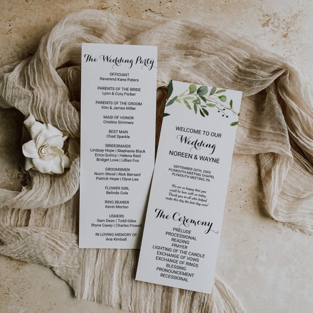 Programa de bodas de hojas verdes tropicales (Subido por el creador)
