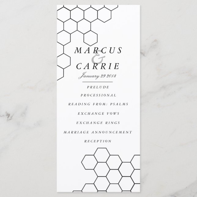 Programa de bodas de Honeycomb moderno (Anverso)
