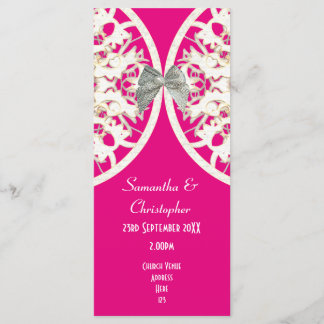 Programa de bodas de iglesia con damasco de encaje