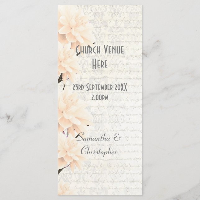 programa de bodas de iglesia floral de durazno pas (Anverso)