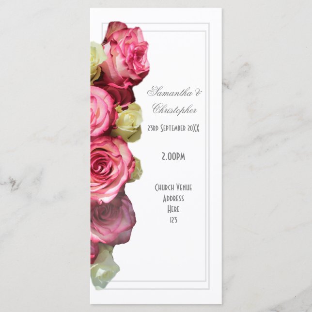 Programa de bodas de iglesia rosa rosa rosa rosa r (Anverso)