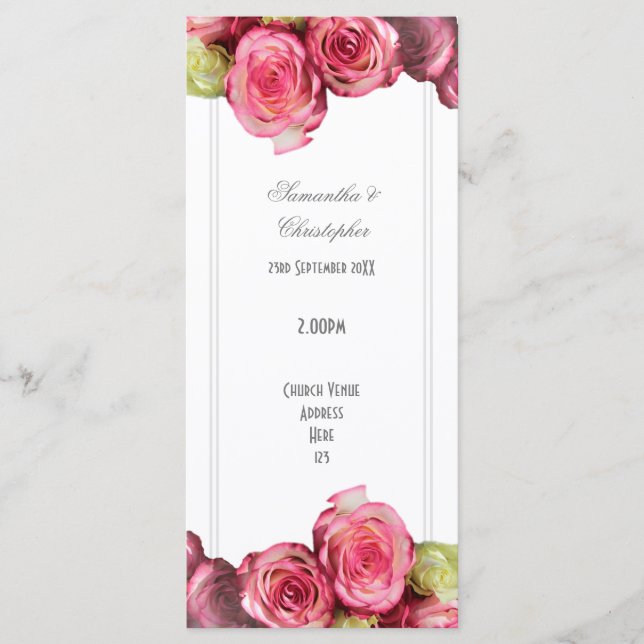 Programa de bodas de iglesia rosa rosa rosa rosa r (Anverso)