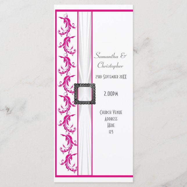 Programa de bodas de iglesias rosa y blanca de Fuc (Anverso)