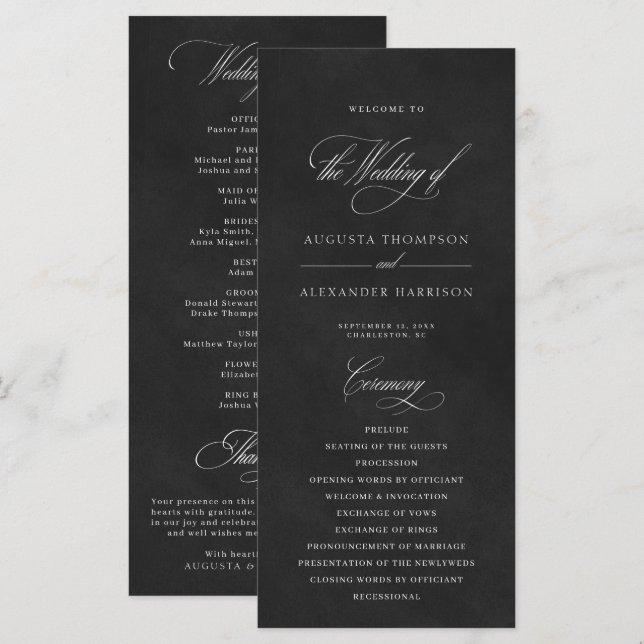 Programa de bodas de imitación de textura de terci (Anverso / Reverso)