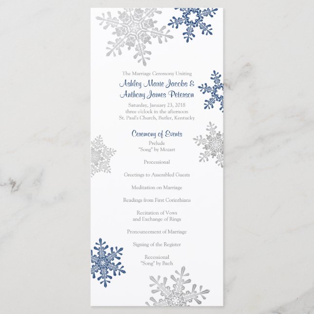 Programa de Bodas de Invierno con Copo de Nieve de (Anverso)