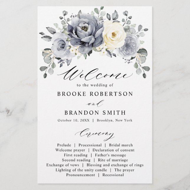 Programa de Bodas de Invierno con Flores de Marfil (Anverso)