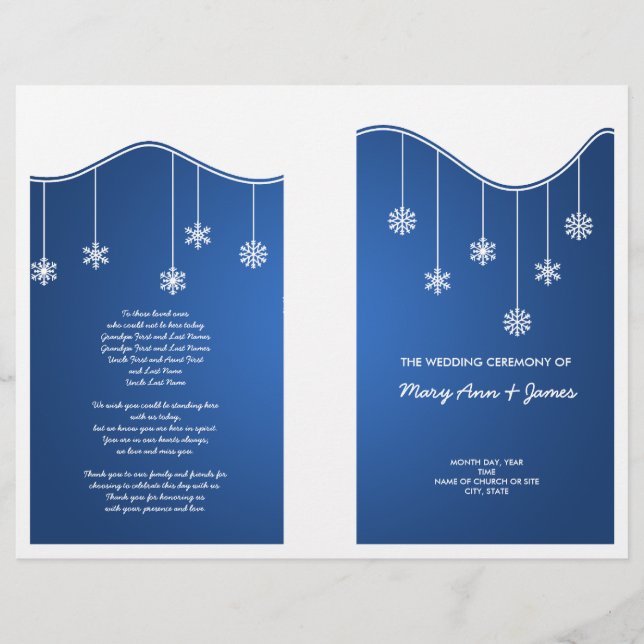 Programa de Bodas de Invierno Decoración de copos  (Anverso)