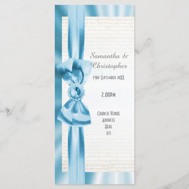 Programa de bodas de la iglesia azul y blanca past (Anverso)