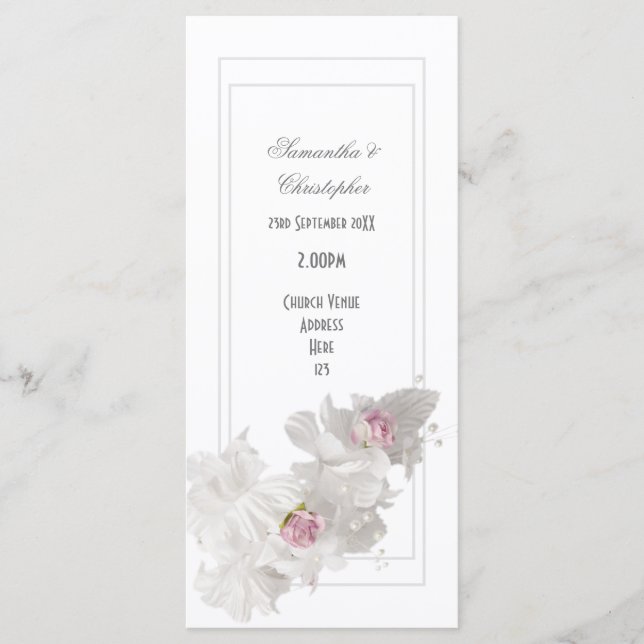 Programa de bodas de la iglesia de flores blancas (Anverso)
