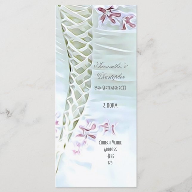 Programa de bodas de la iglesia de vestimenta blan (Anverso)