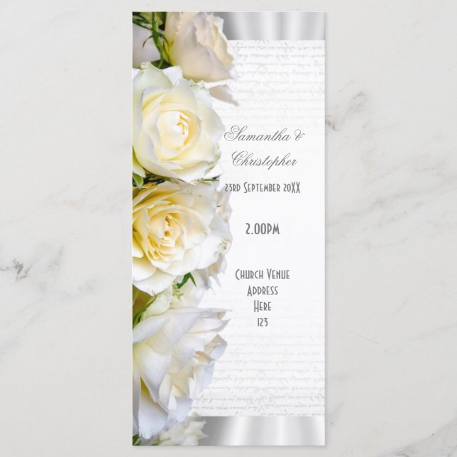 Programa de bodas de la iglesia floral de rosa bla (Anverso)