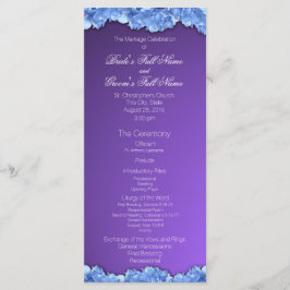 Programa de bodas de lavanda e hidrángulos azules