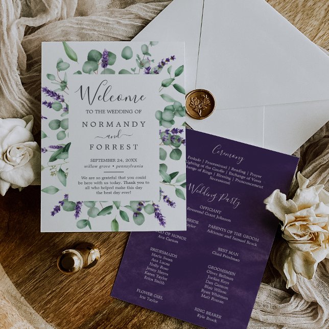 Programa de bodas de lavanda rústica y eucalipto (Subido por el creador)