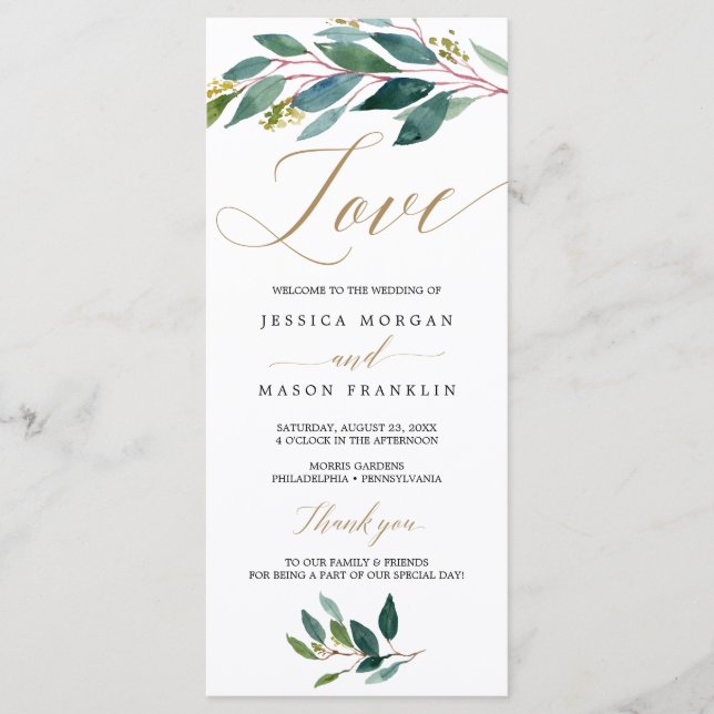 Programa de bodas de los verdes de los jardines -  (Anverso)