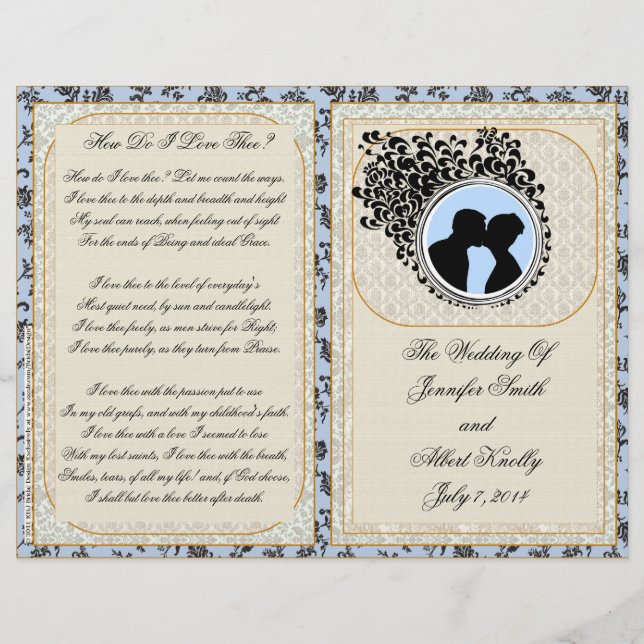 Programa de bodas de lujo de encaje antiguo (Anverso)