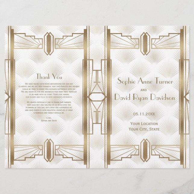 Programa de Bodas de Lujo Oro Grande Gatsby Art De (Anverso)