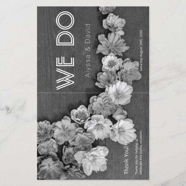 Programa de Bodas de Madera de Hellebore B & W Gar (Anverso)
