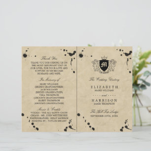 Programa de bodas de mandíbulas de monograma y tin