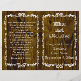 Programa de bodas de marco antiguo de madera y vin