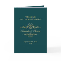 Programa de bodas de marco dorado elegante de colo