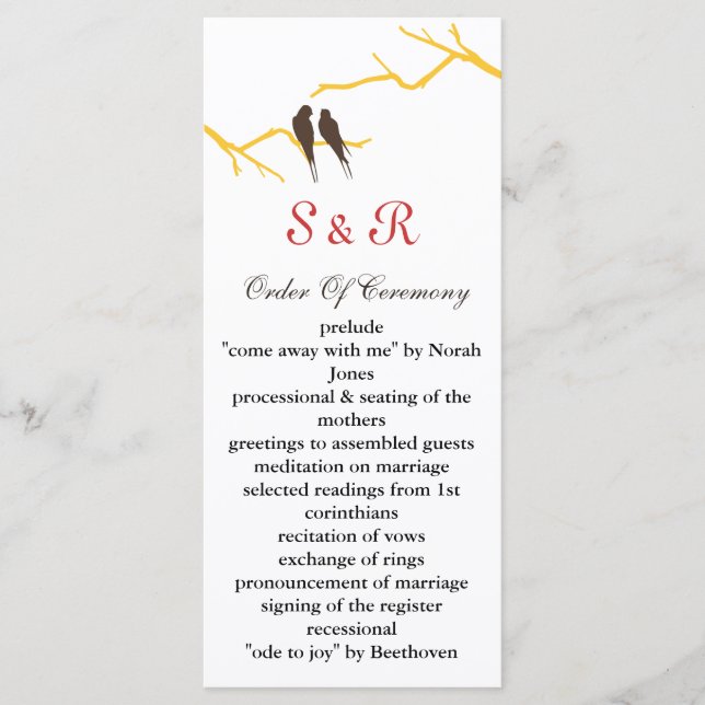 programa de bodas de mocha lovebirds (Anverso)