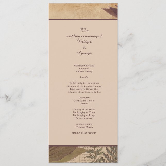 programa de bodas de moda de boho boho advenedizo (Reverso)