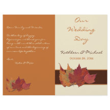 Programa de bodas de Naranja marrón marfil con hoj