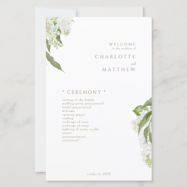 Programa de bodas de oro de Hydrangea blanca (Anverso)