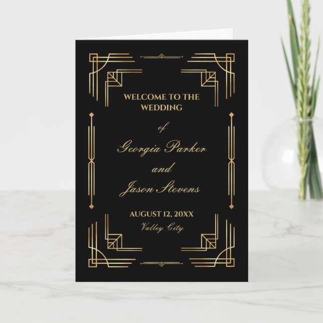 Programa de bodas de oro de lujo Art Deco (Anverso)
