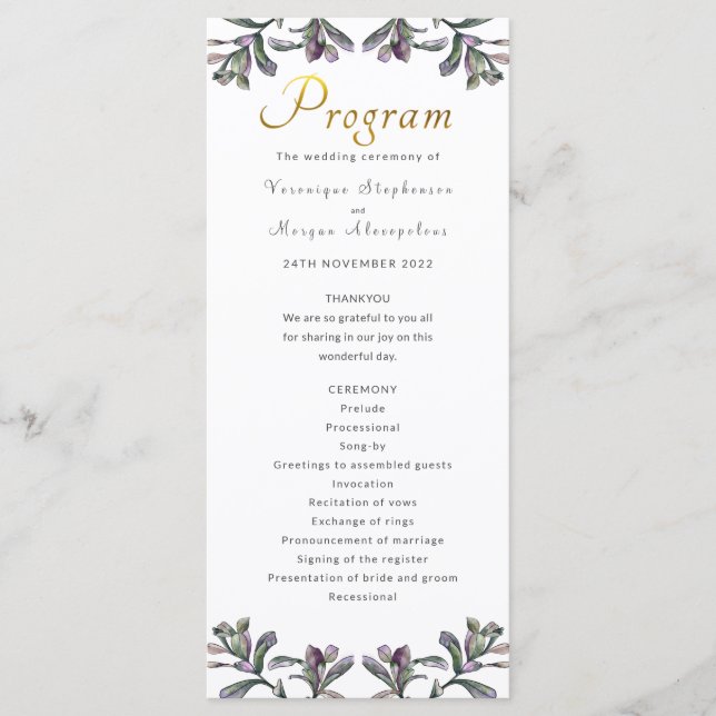 Programa de bodas de oro follaje tropical (Anverso)