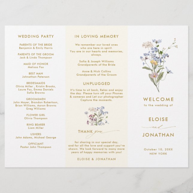 Programa de Bodas de Oro Spring Wildflower Meadow (Anverso)