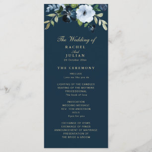 programa de bodas de oro y azul marino de moda