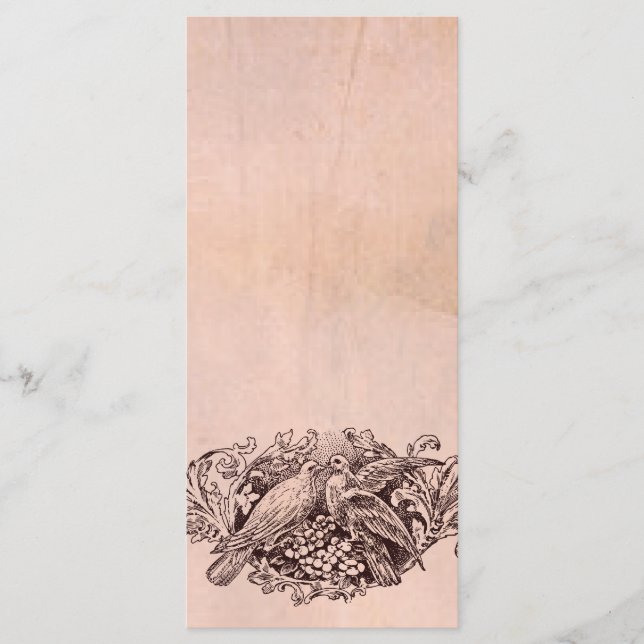 Programa de bodas de pergamino de aves amorosas ro (Anverso)