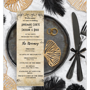 Programa de bodas de pergamino ruso vintage