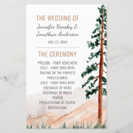 Programa de bodas de pinos de montañas rusticas